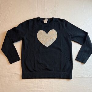 Crewcuts Girls Black Crewneck Long Sleeve Knit  Sweater Gold Heart Design Size M